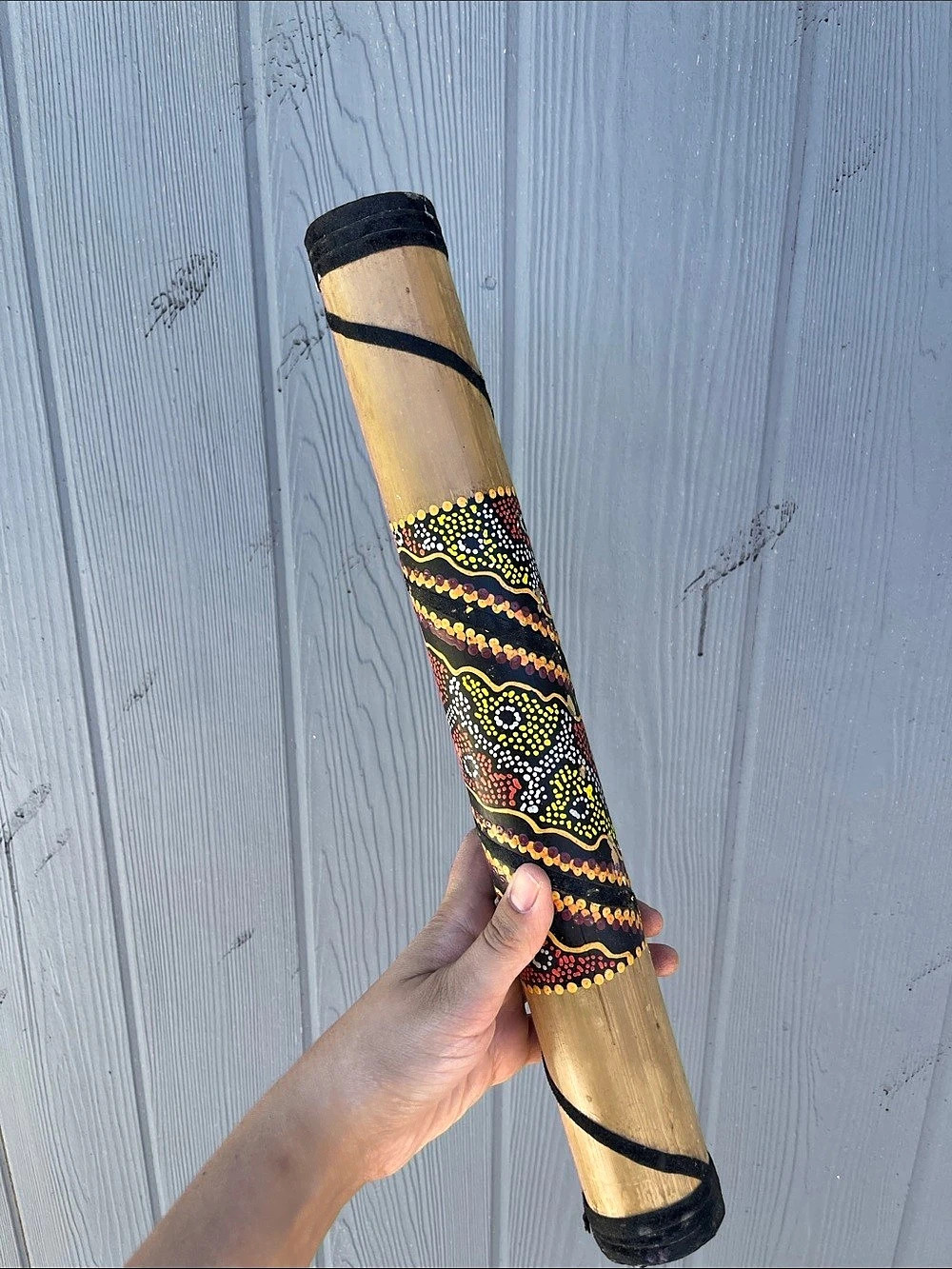 Painted Wood Rain Stick Handmade